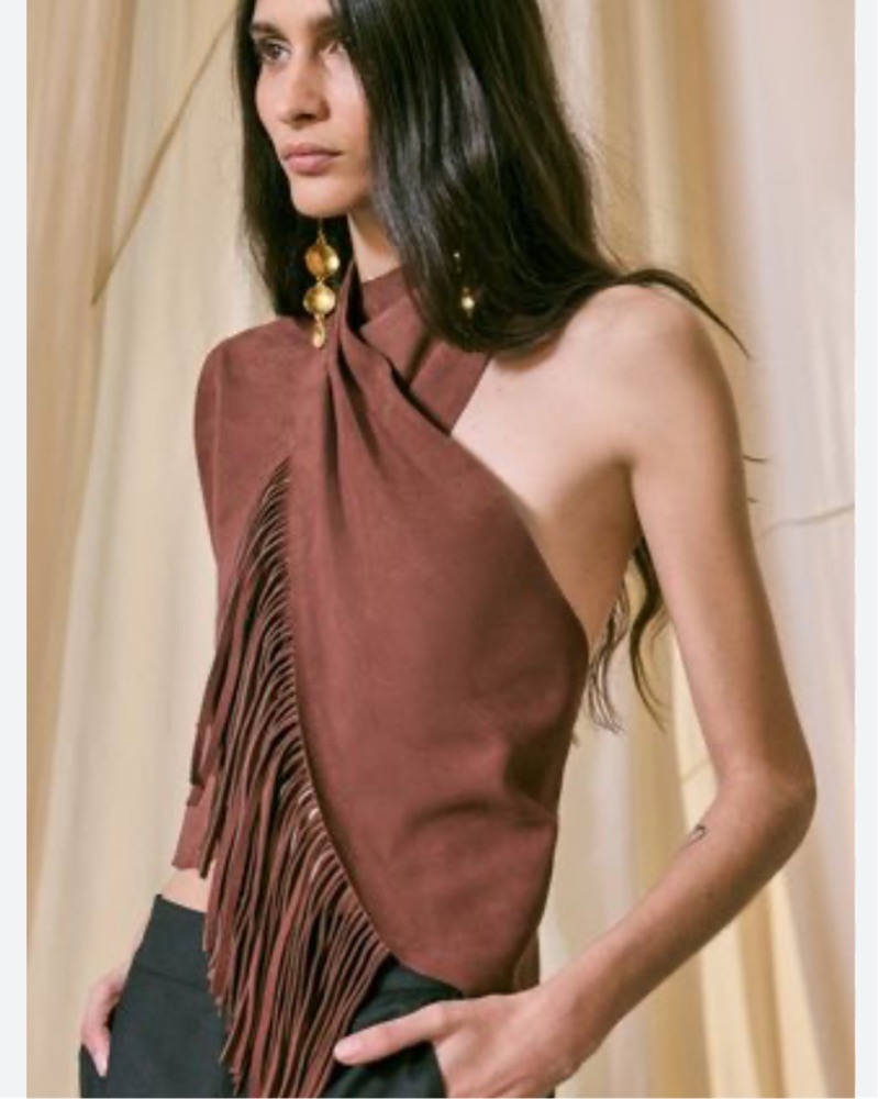 Johanna Ortiz Fringe Halter Top (Brown) by Johanna Ortiz - Pickle