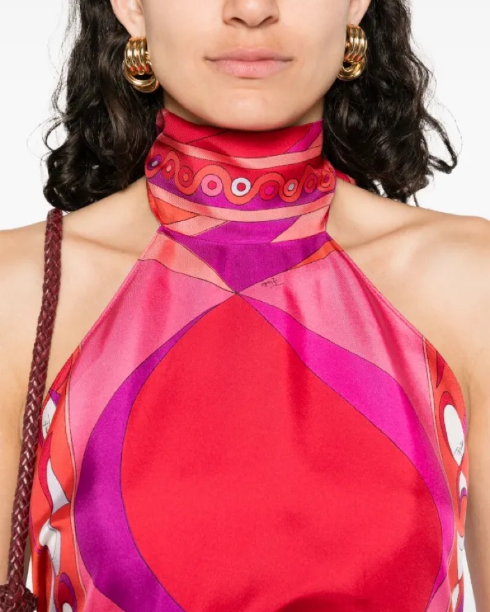 Pucci Open Back Silk Top by Pucci - Pickle
