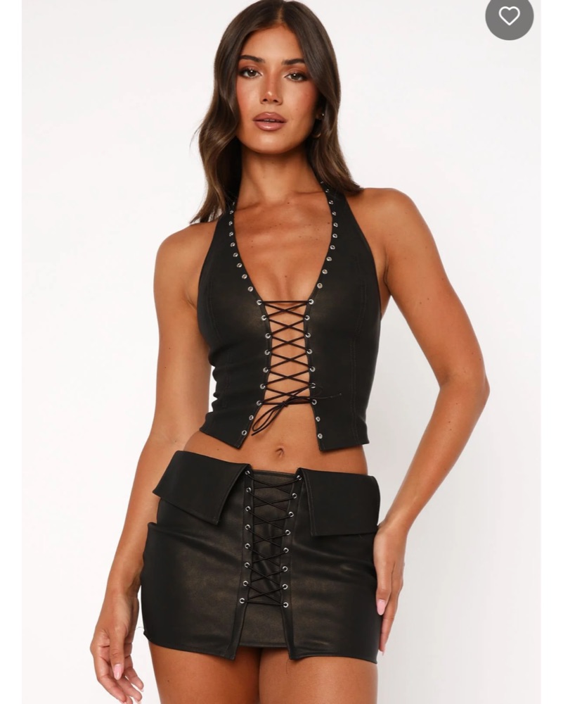 Falling Star PU Bustier Chocolate Top by White Fox Boutique - Pickle