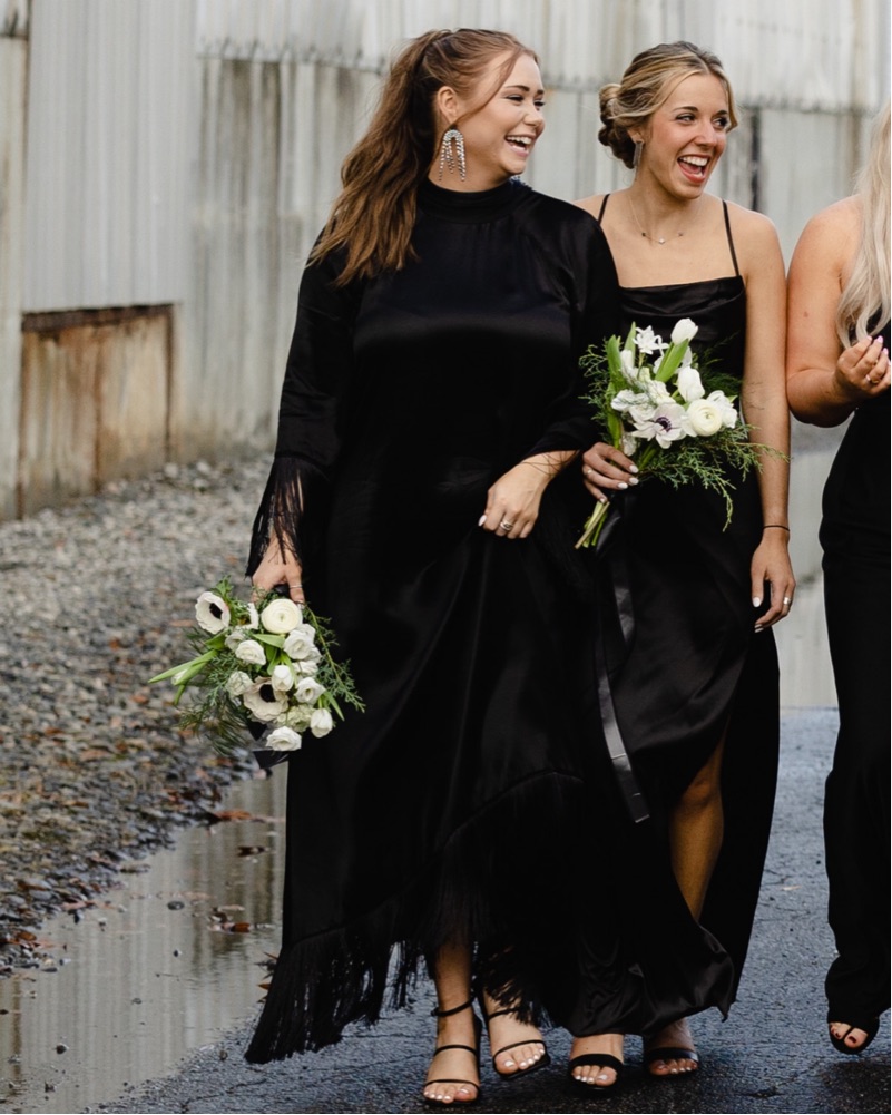 Black Satin Fringe Maxi Dress by River Island - Pickle