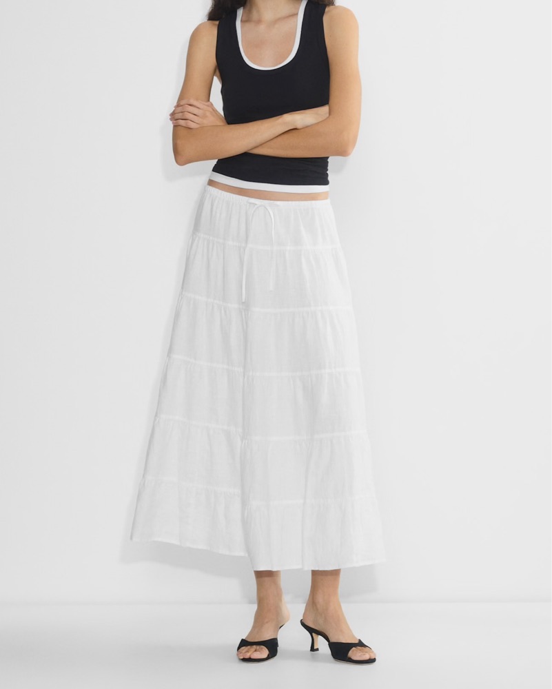 Aritzia Wilfred White Tiered Midi Skirt by Aritzia - Pickle