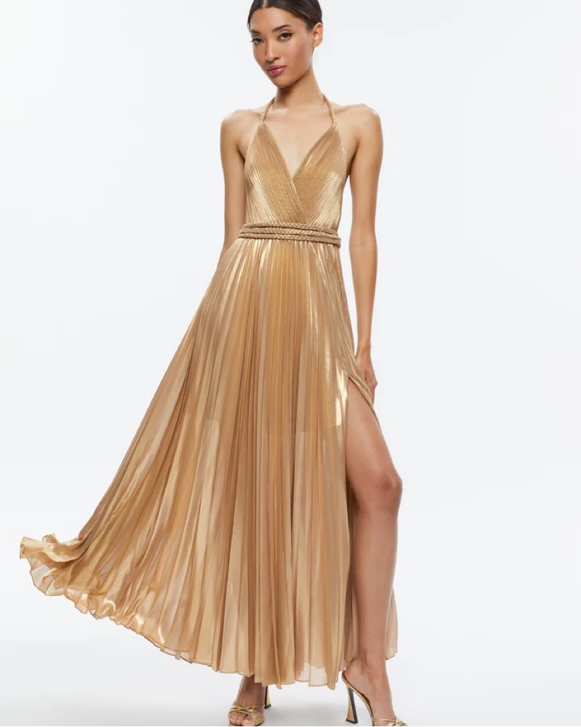 Alice & Olivia Tresa Pleated Maxi Dress by Alice & Olivia - Pickle
