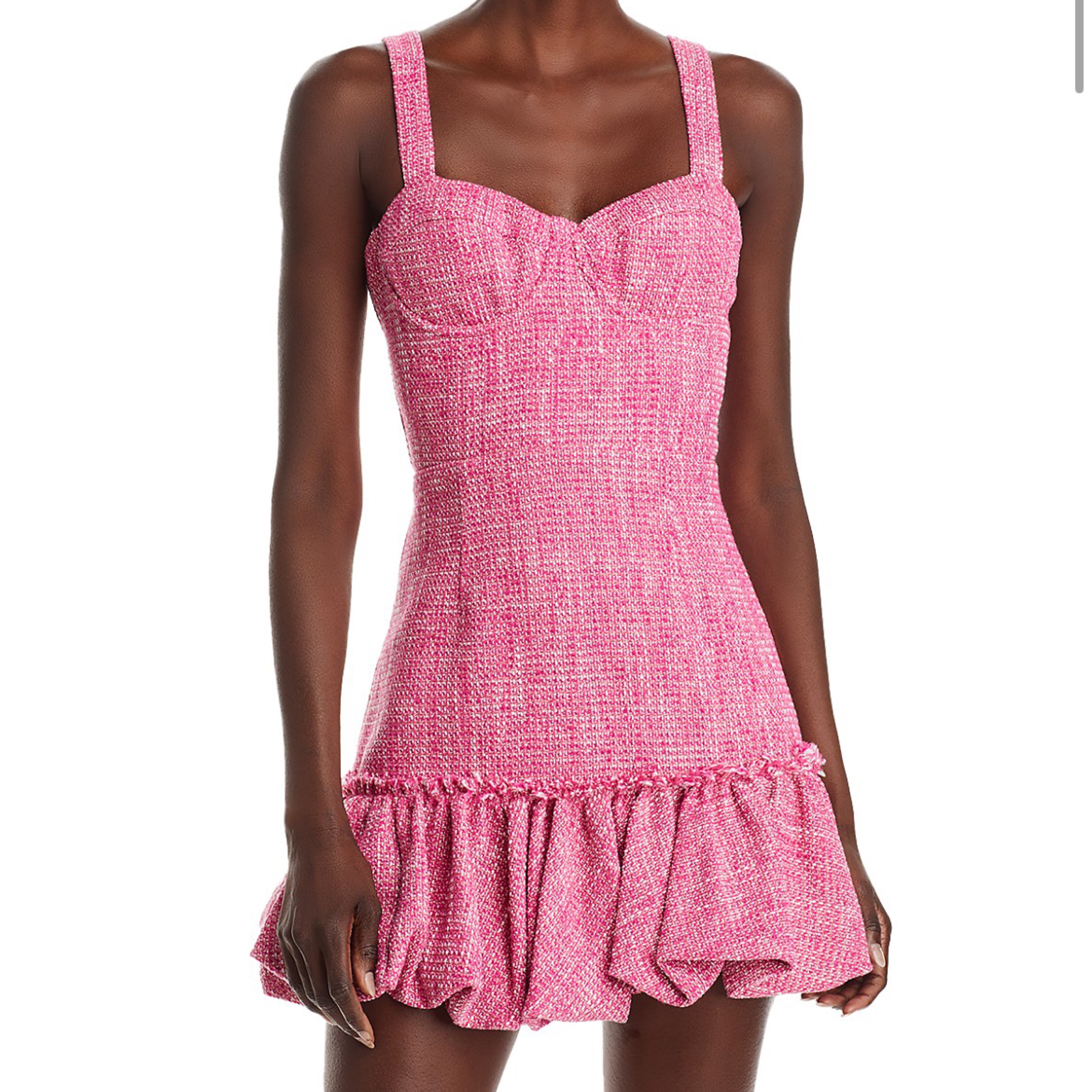 AQUA Pink Tweed Bubble Hem Mini Dress by Aqua - Pickle