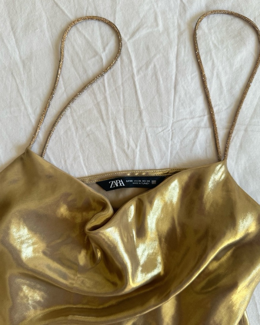 Zara Metallic Gold Mini Dress by Zara - Pickle