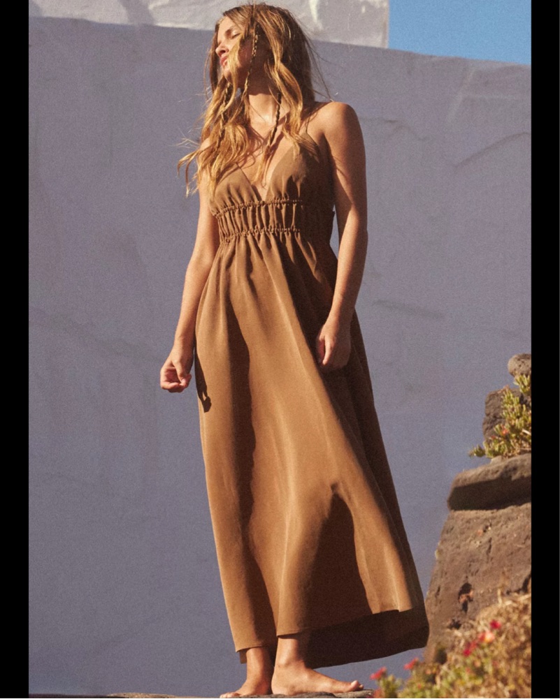 Zara Brown Flowy Midi Dress by Zara - Pickle