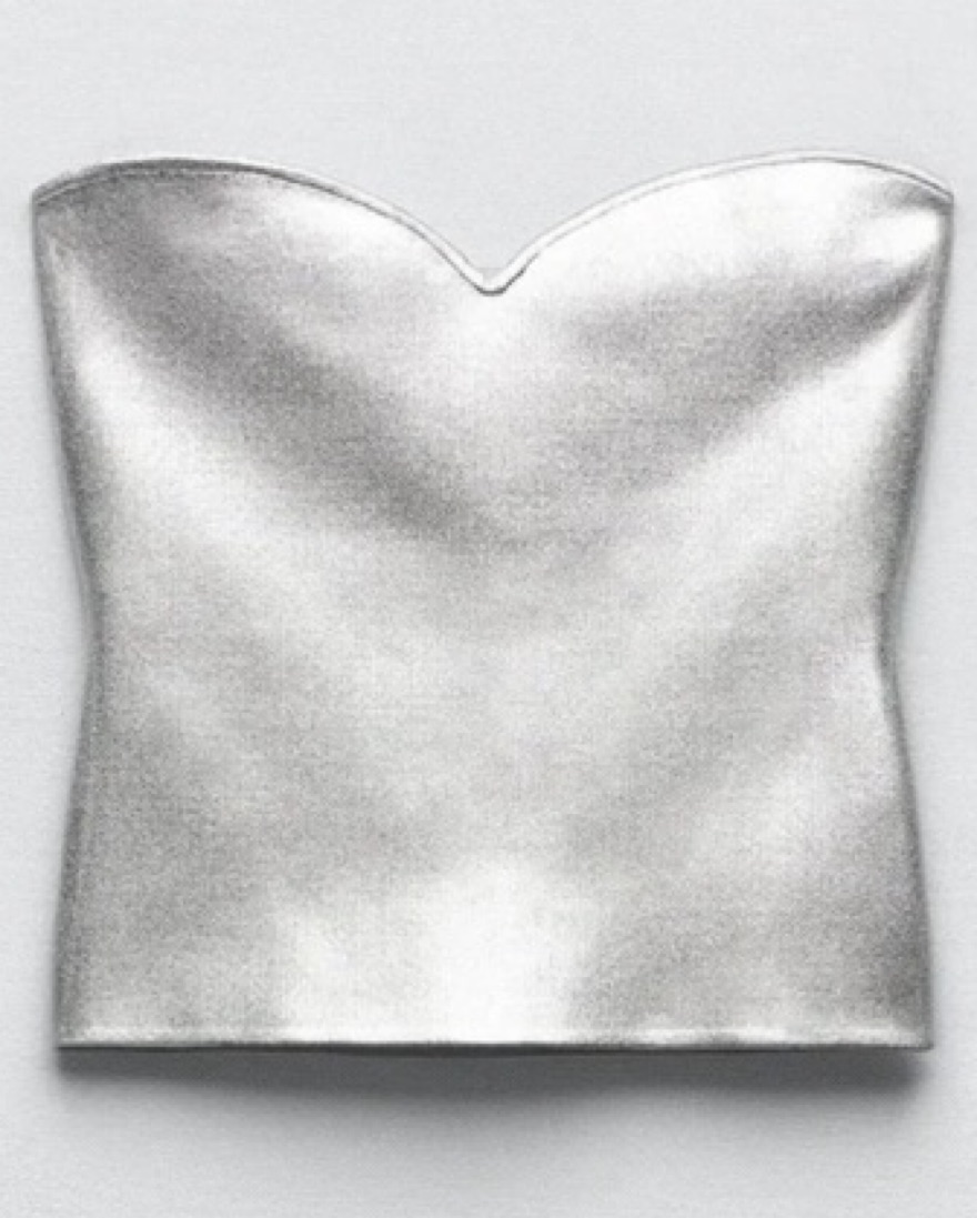 Zara Silver Metallic Knit Bustier Top by Zara - Pickle