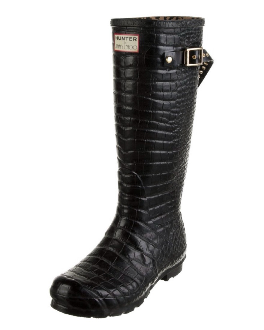 JIMMY CHOO HUNTER レインブーツ ブラック 豹柄 Jimmy Choo X Hunter Crocodile Rain Boots by Jimmy Choo x Hunter