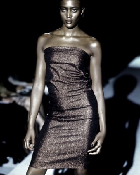 Tom Ford Era Gucci Lurex Tube Midi Dress by Gucci - Pickle