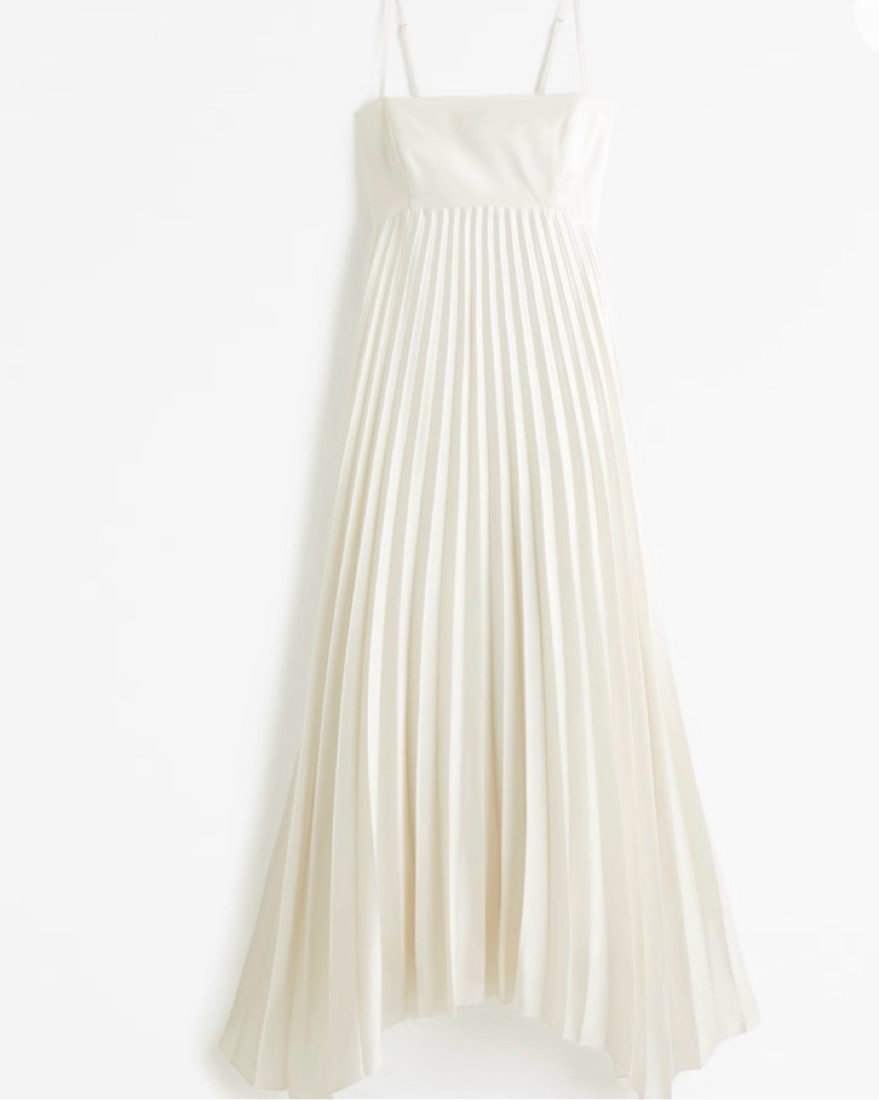 The A&F Clasp-Back Pleated Midi Dress by Abercrombie and Fitch
