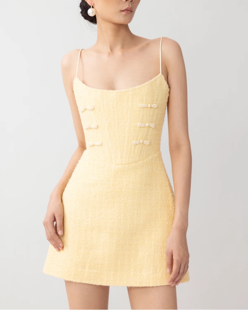 ワンピース Mimi check set mini dress yellow Mimi check set mini dress yellow