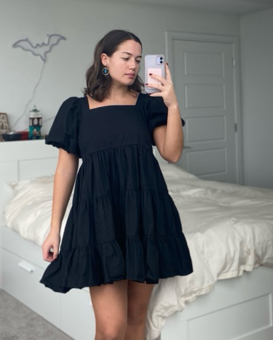 Oak + Fort Puff Sleeve Dress Black by Oak + Fort - Pickle