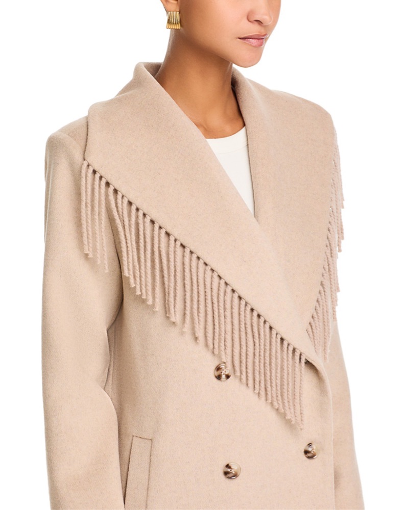 Wayf Beige Greyson Fringe Wool Coat by WAYF - Pickle