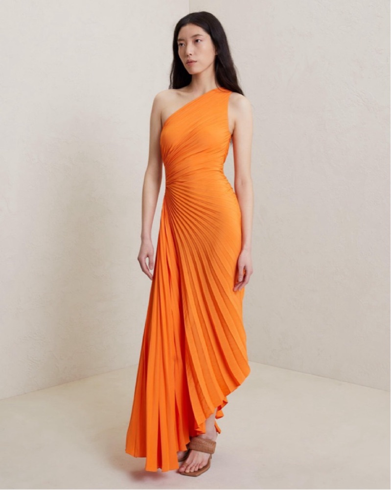 ALC Delfina Satin Pleated Dress by ALC - Pickle