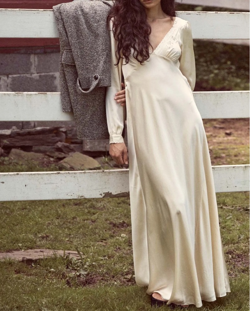 Doen Fiora Cream Satin Maxi Dress by Doen - Pickle