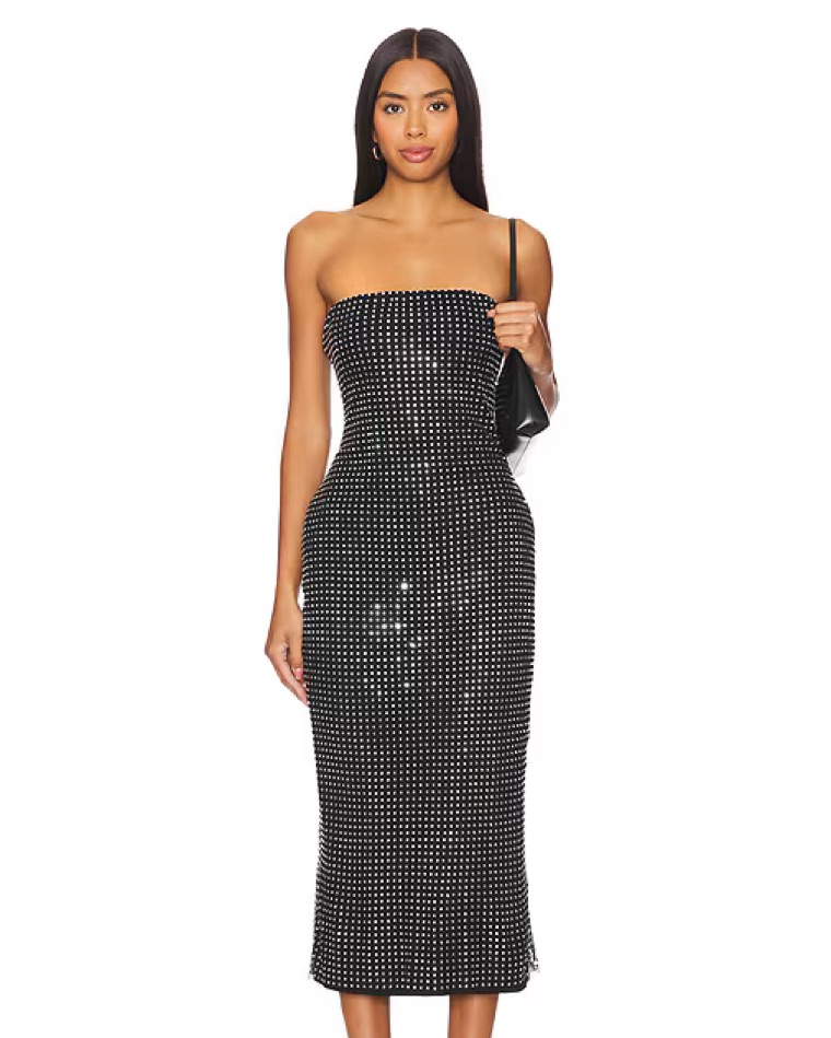 $800 A.L.C. Black Studded Midi Dress by ALC - Pickle