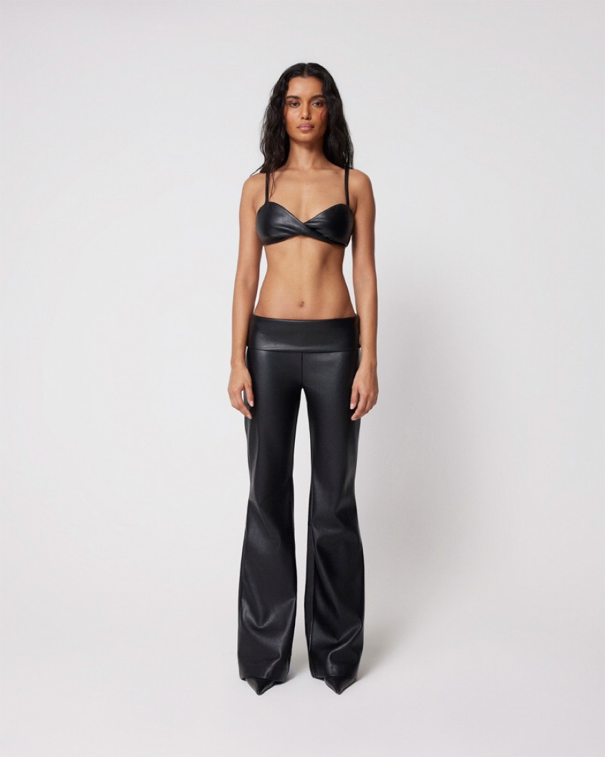 Khy Faux Leather Low Rise Foldover Pants by Khy - Pickle