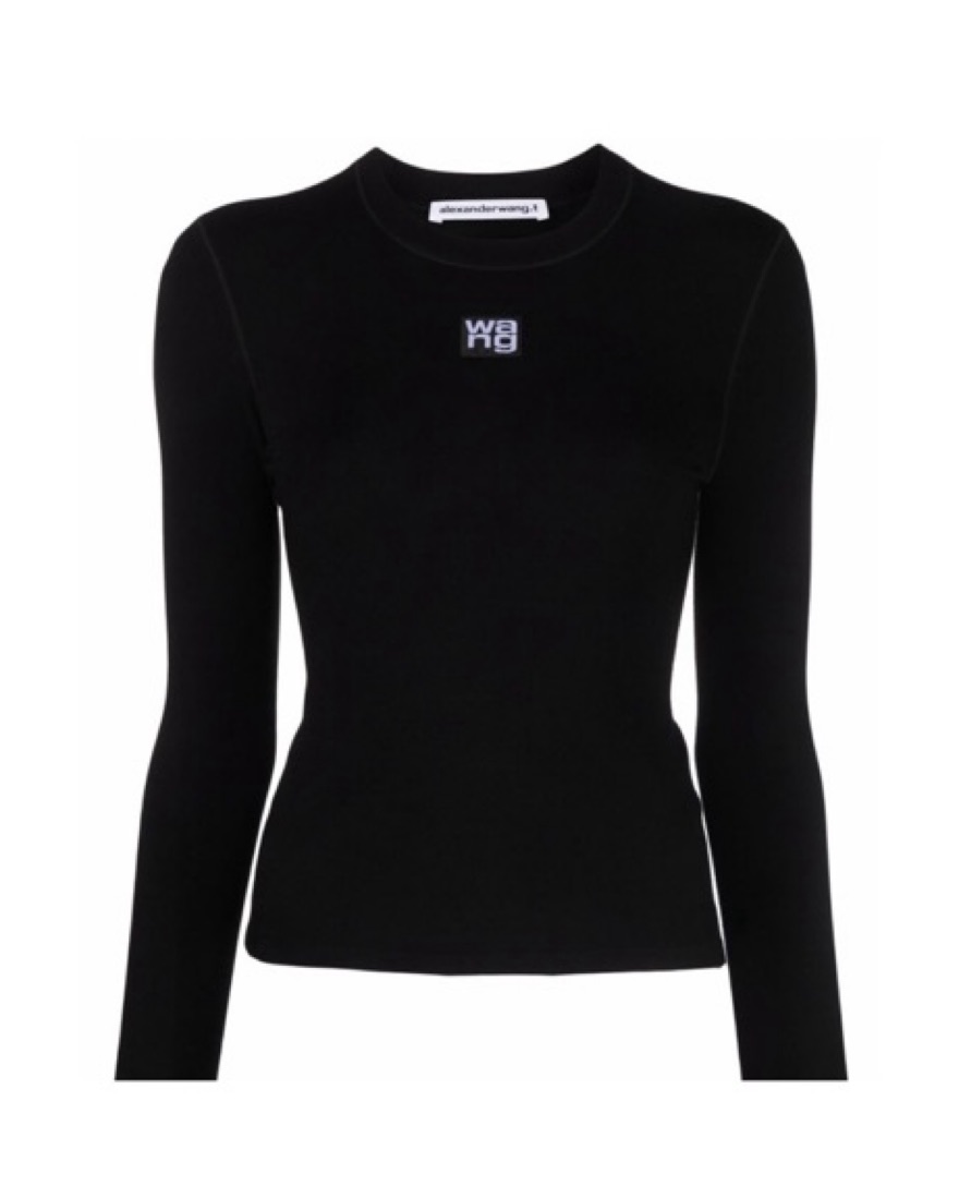 Chic Black Cropped Wang Long Sleeve Top by ALEXANDER WANG - Pickle