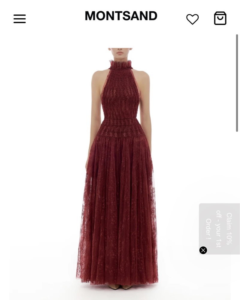 Montsand Burgundy Smocked Lace Maxi Dres by Montsand - Pickle