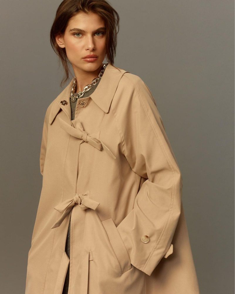 Maeve Bow Toggle Trench Coat by Anthropologie - Pickle