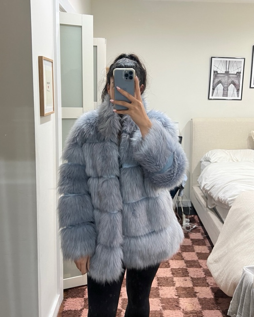Blue Faux Fur Coat by Missguided - Pickle