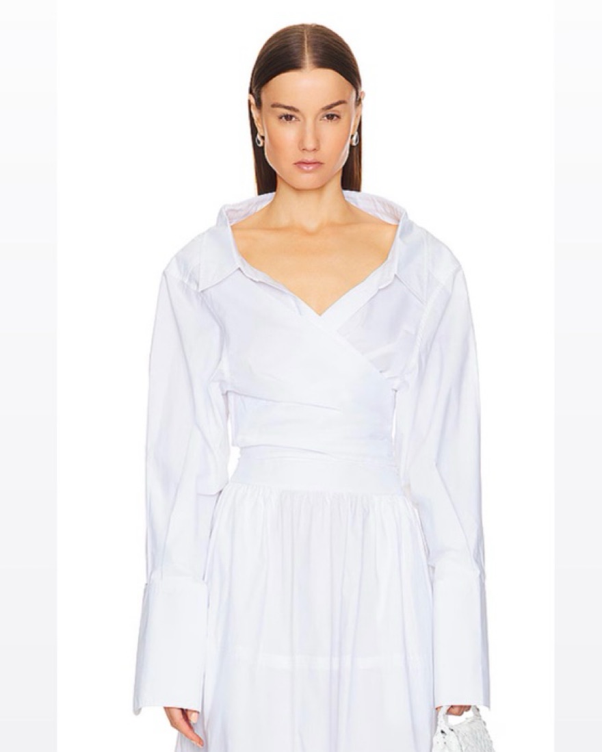 トップス arasaka HELSA Poplin Wrap Shirt in White by Helsa - Pickle