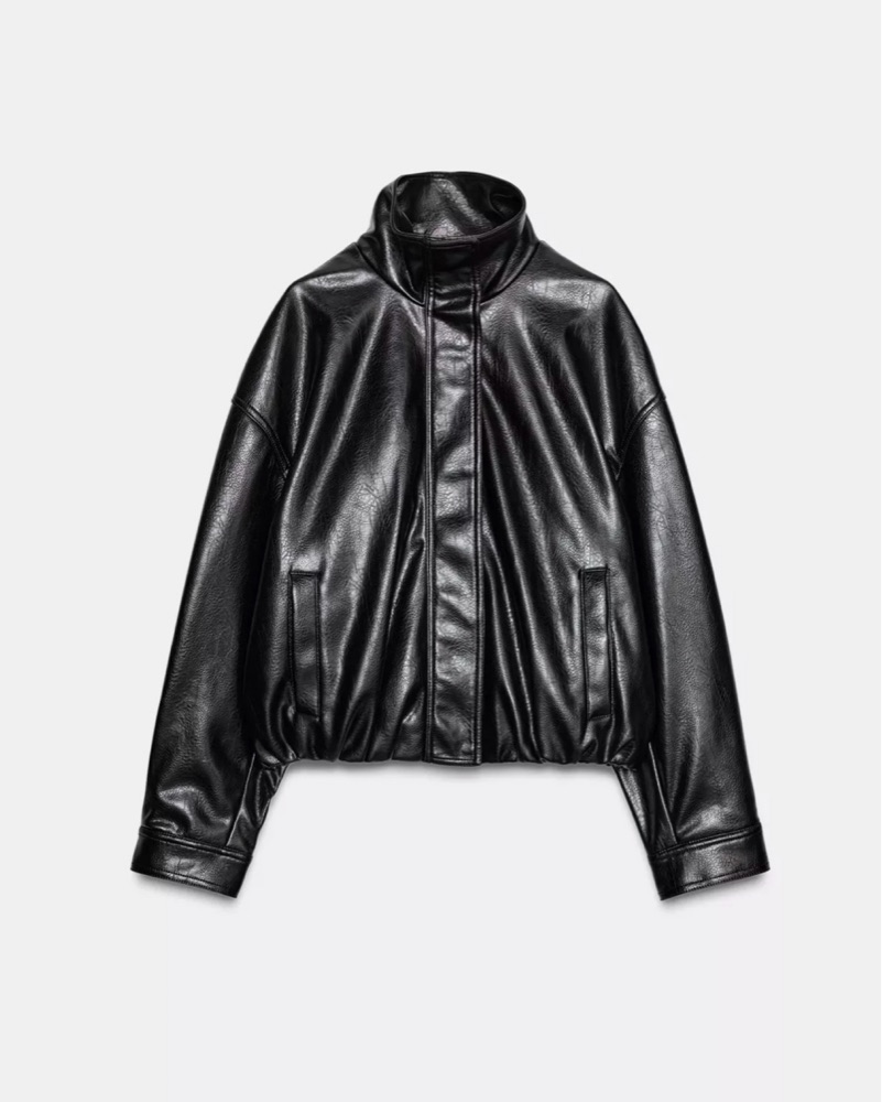 ZARA ブラック レザー風ジャケット L Black Zara Faux Leather Jacket by Zara - Pickle