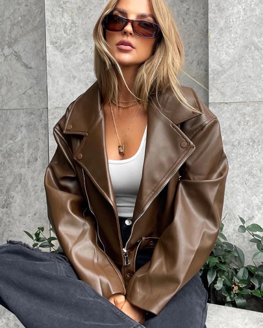 Princess Polly Leather Jacket by Princess Polly - Pickle
