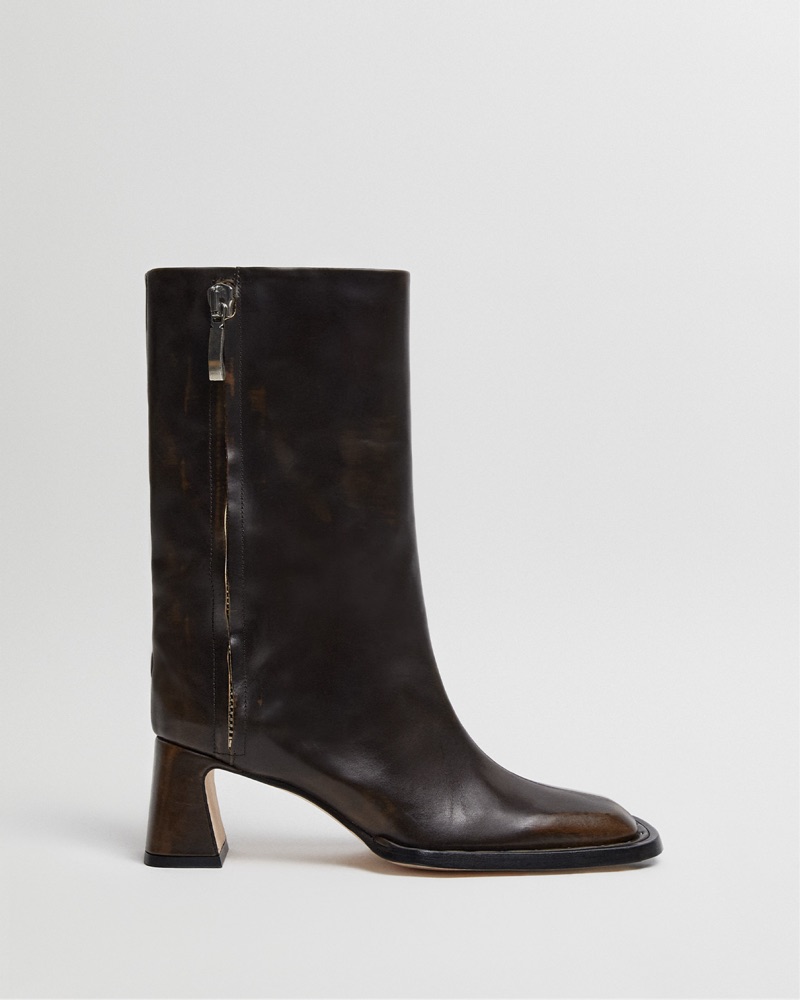 Miista raleigh Camel Brown Heeled Boots by Miista - Pickle