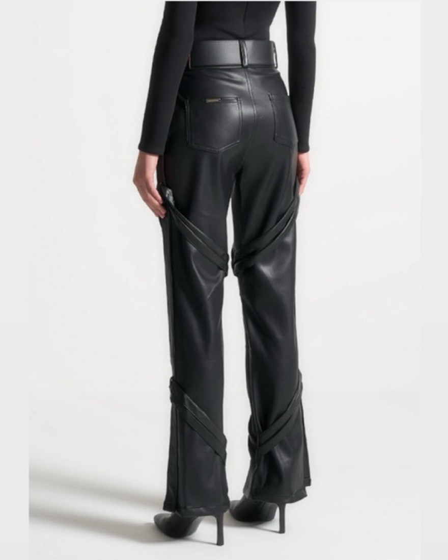MANIERE DE VOIR Leather Cargo Pants by Maniere De Voir - Pickle