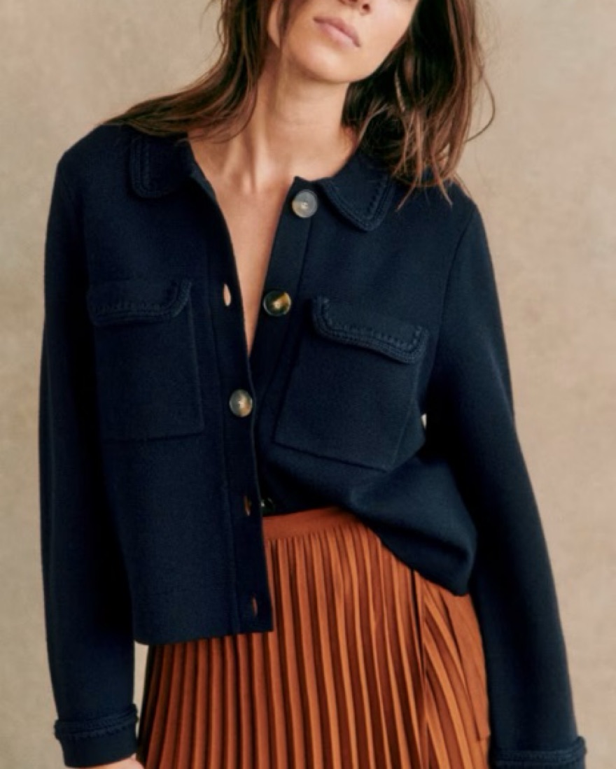 Sezane Betty Cardigan In Navy Crochet by Sezane - Pickle