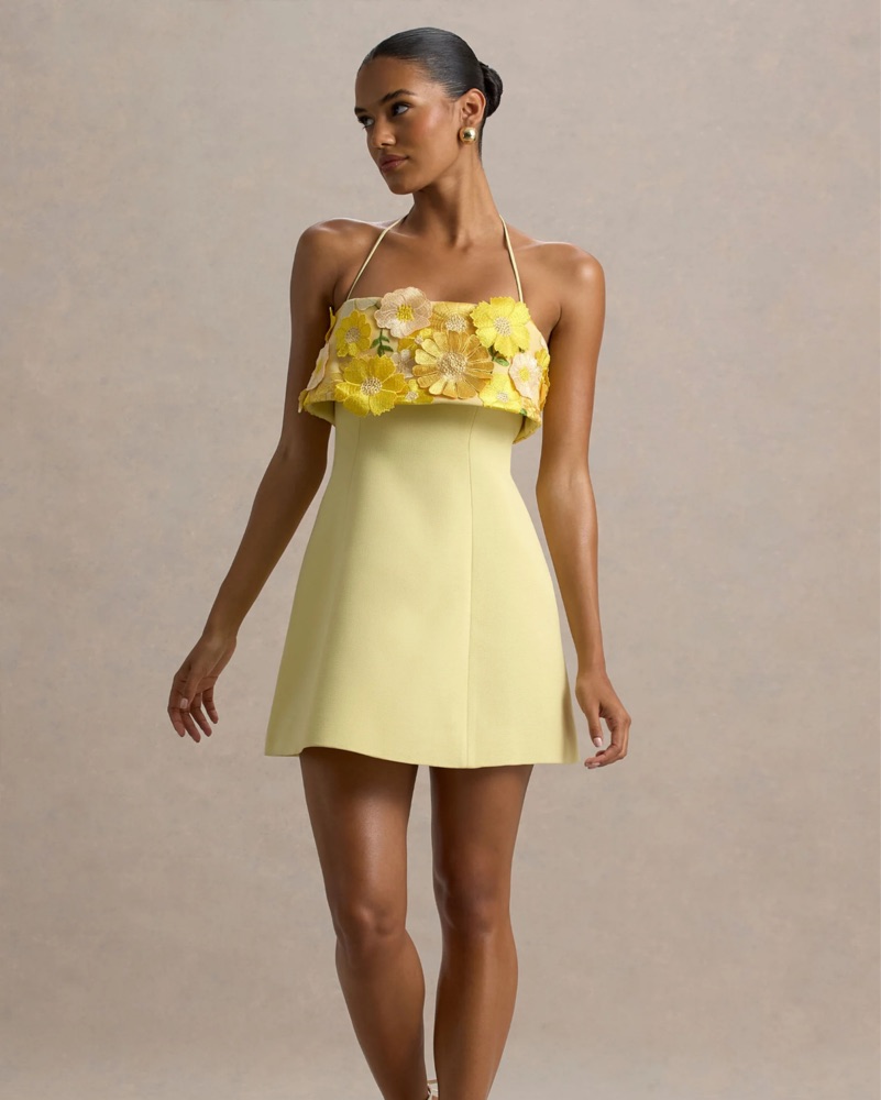 Club L London Shelley Lemon Floral Dress by Club L London - Pickle