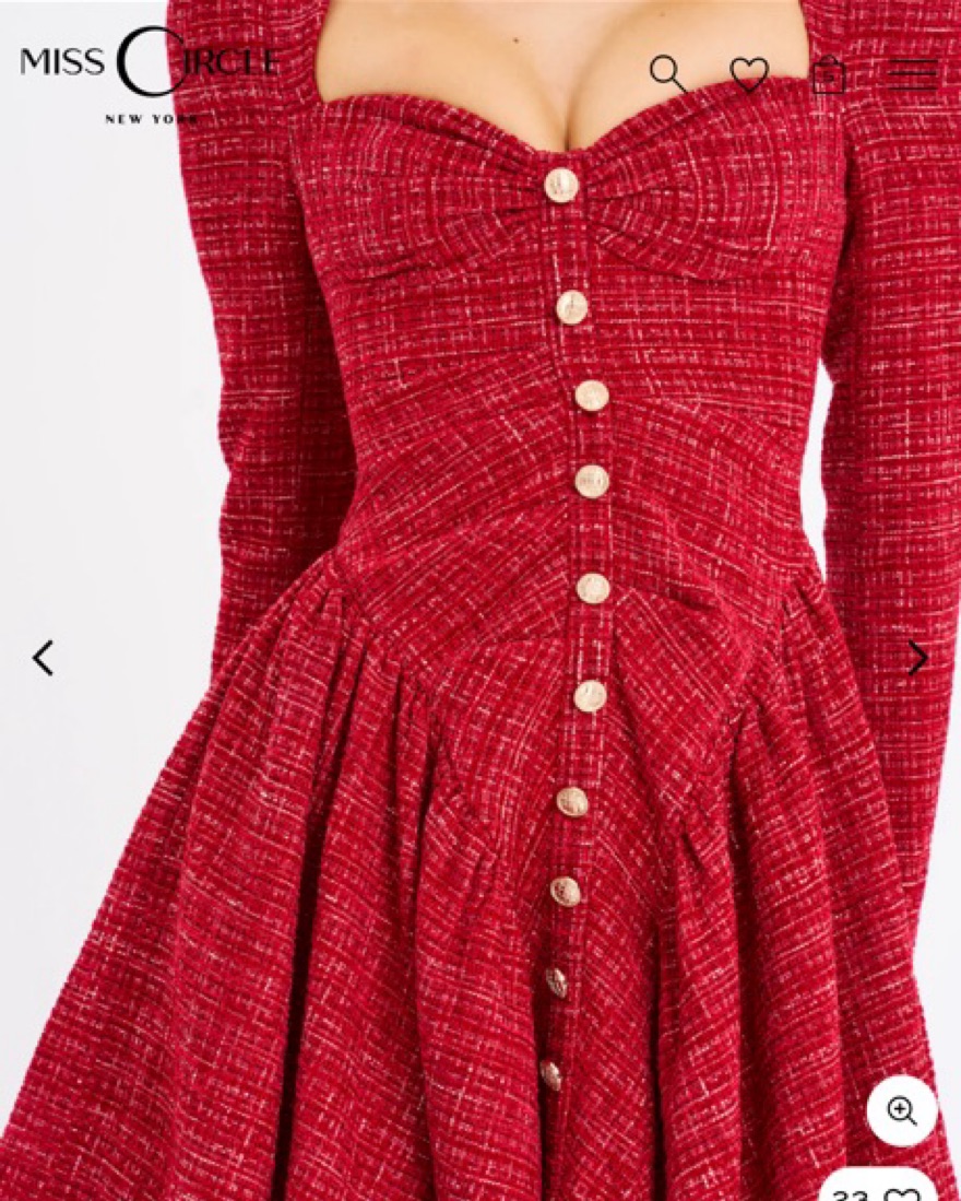 Tae Red Tweed Long Sleeve Mini by Miss Circle - Pickle