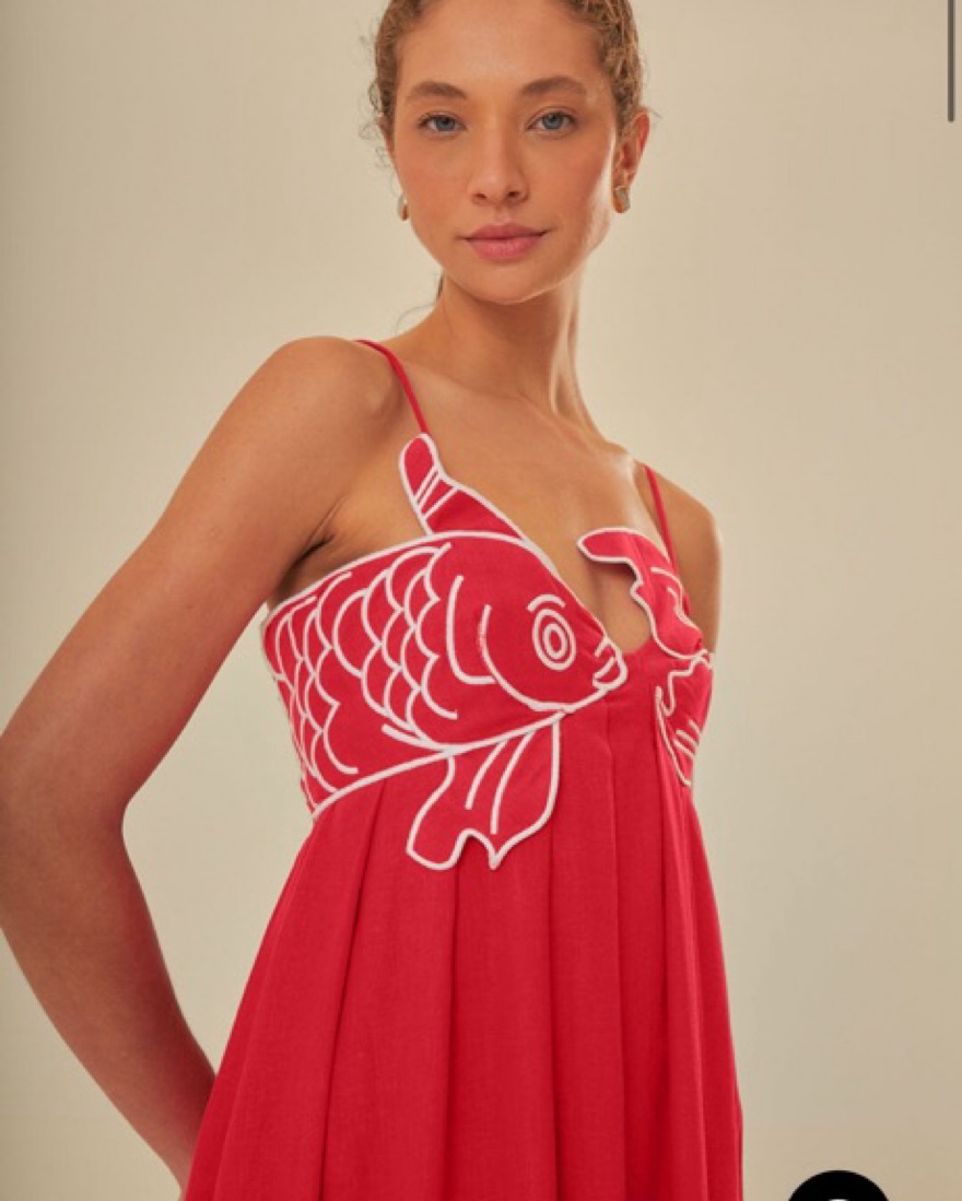Red Fish Top Maxi Dress by Farm Rio - Pickle