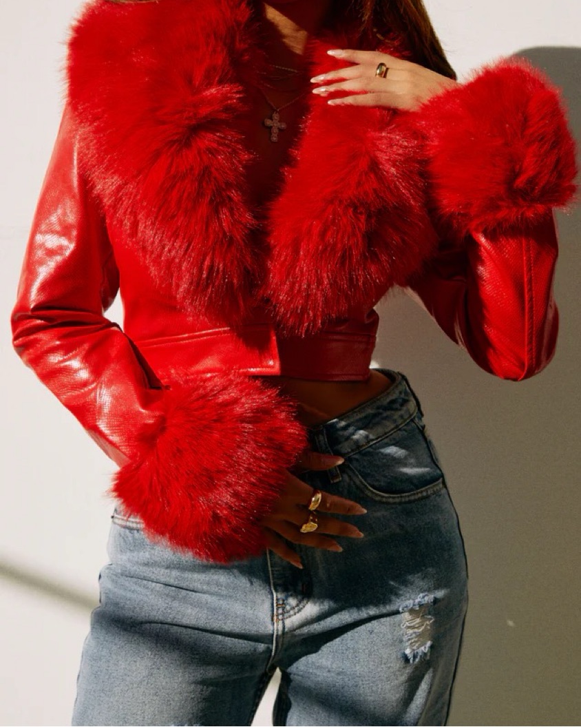 Red Cropped Jacket by Azalea Wang - Pickle