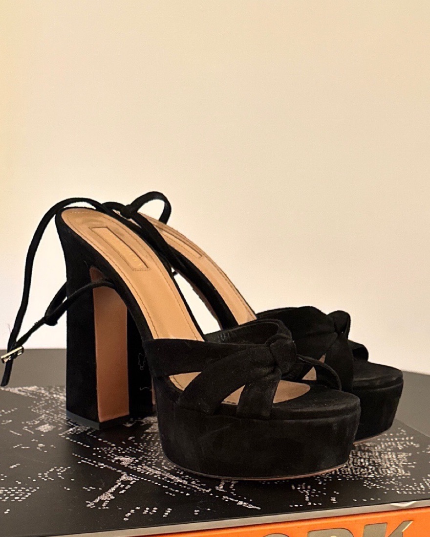 $900 Aquazzura Platform Black Heels by Aquazzura - Pickle