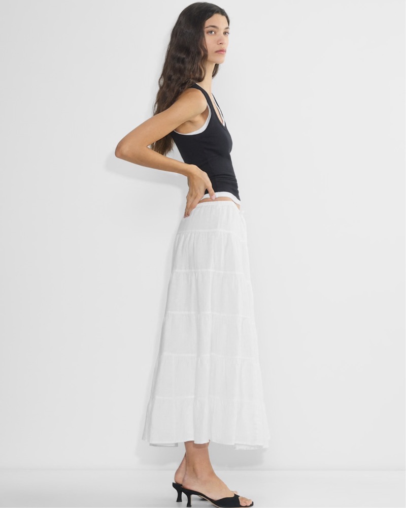 Aritzia Wilfred White Tiered Midi Skirt by Aritzia - Pickle