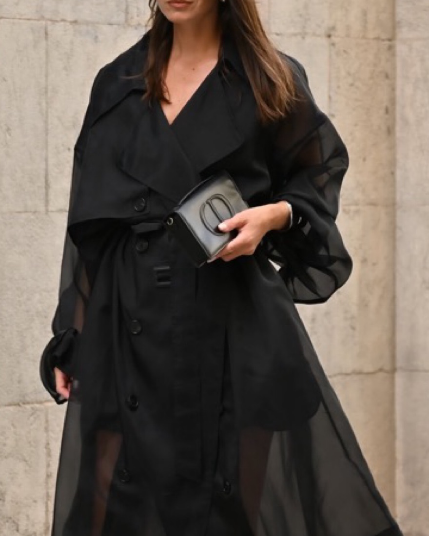 新品★ 4WAY SHEER DOCKING TRENCH MAVIS OVERSIZED SHEER TRENCH - BLACK by The Frankie Shop - Pickle