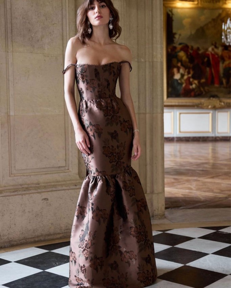 Cherie Dress In Cocoa Baroque Floral by V. Chapman - Pickle