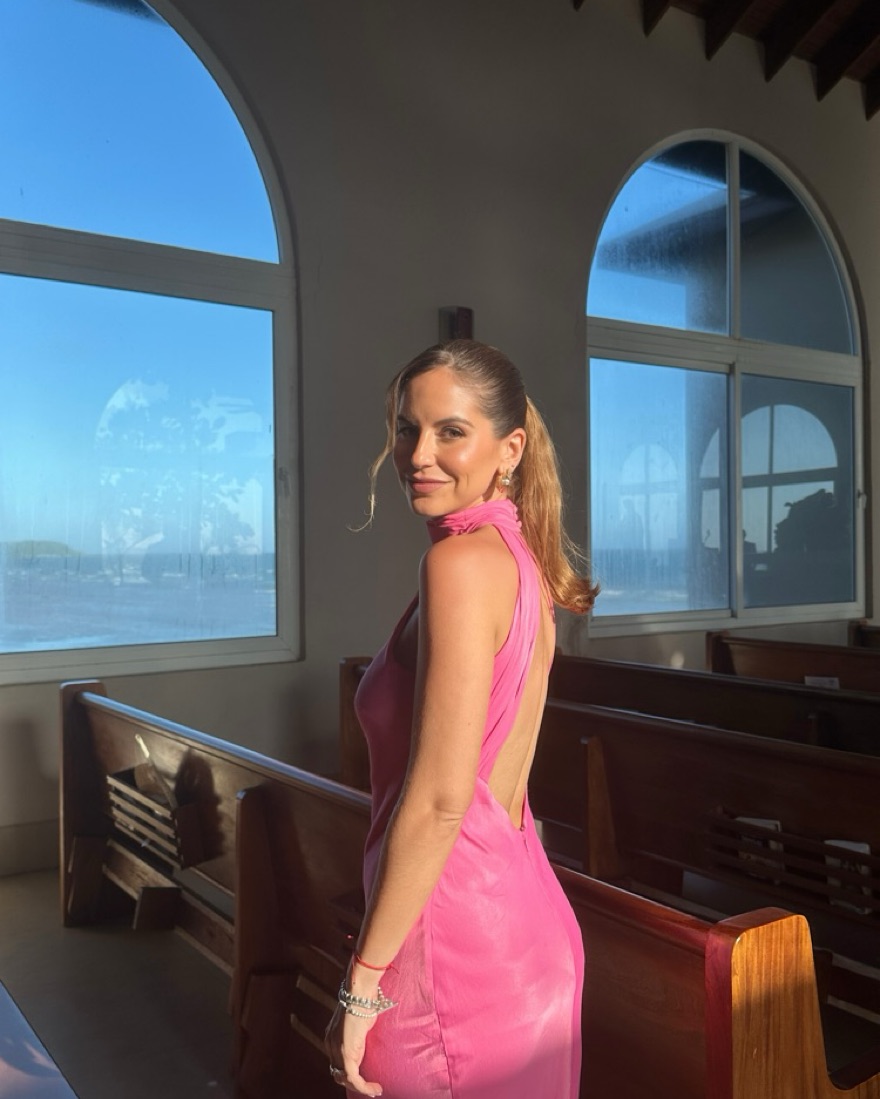 Satin Drape Back Maxi Dress with Split by Meshki - Pickle