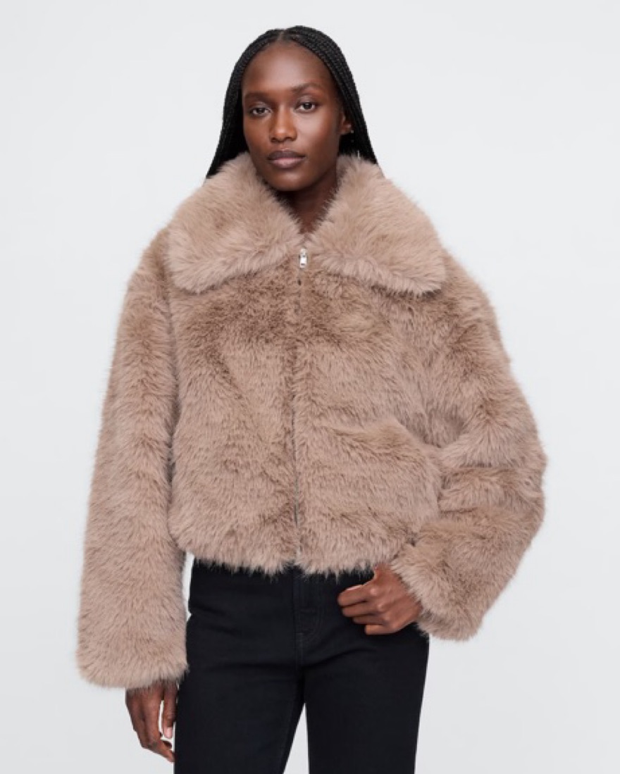 Gap Cropped Faux Fur Jacket by Gap - Pickle