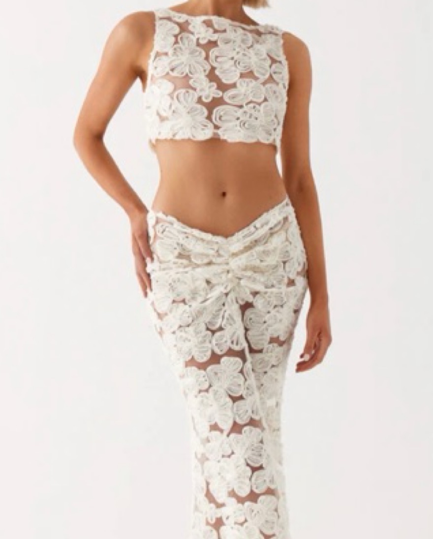 45R 45プチデニム‪✕‬レースのフレアキャミ ヒッコリー Peppermayo Fiorella Lace Set by Peppermayo - Pickle