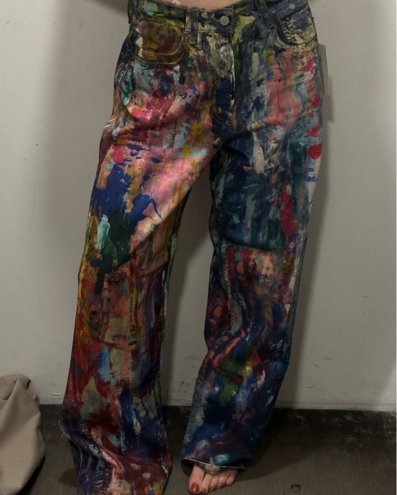 Acne Studios Baggy Paint Splatter Jeans by Acne Studios - Pickle