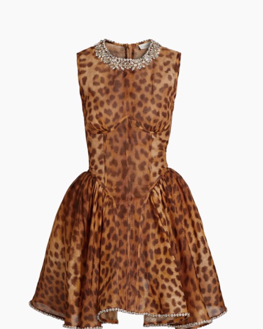 Leopard Crush Fit & Flare Minidress by Zimmermann - Pickle