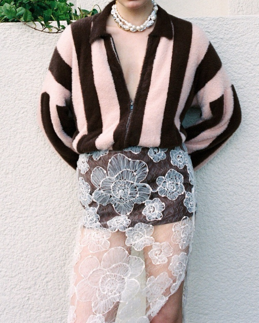 Siedrés Lenn Striped Knit Jacket by Siedres - Pickle