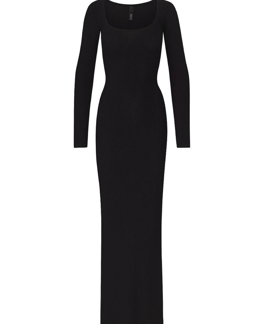 Skims Black Long Sleeve Dress by Skims - Pickle