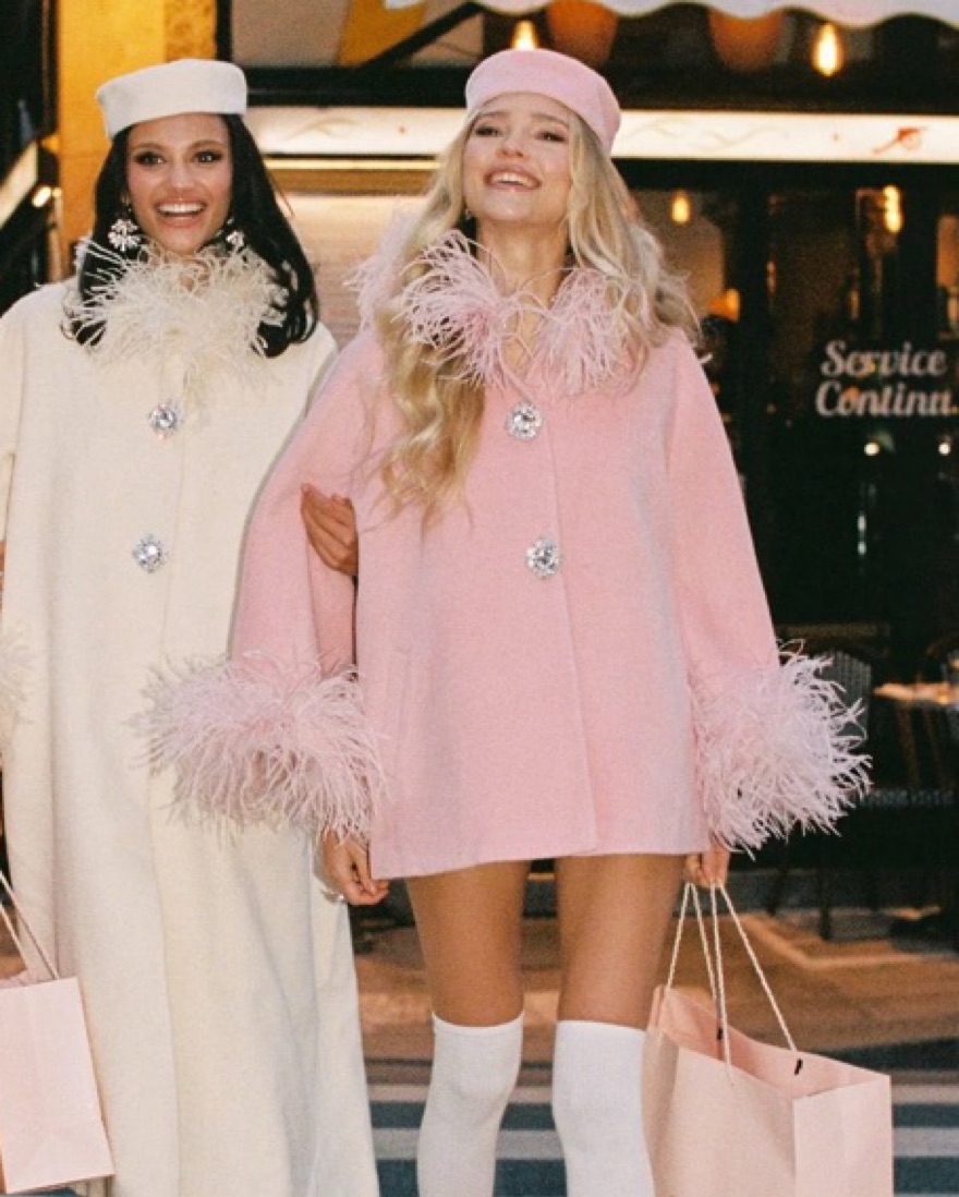 Luxurious Pink Feather-Trimmed Coat by Nana Jacqueline - Pickle