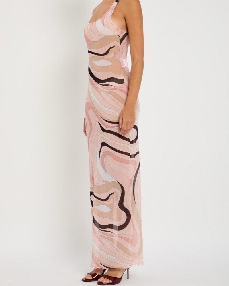 EMILIO PUCCI ノースリーブワンピース ピンク Emilio Pucci Pink Sleeveless Signature Print Sheath Cotton Dress
