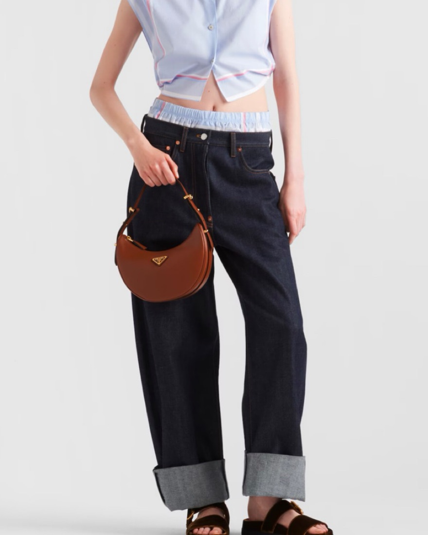 Prada Arqué small leather shoulder bag by Prada - Pickle