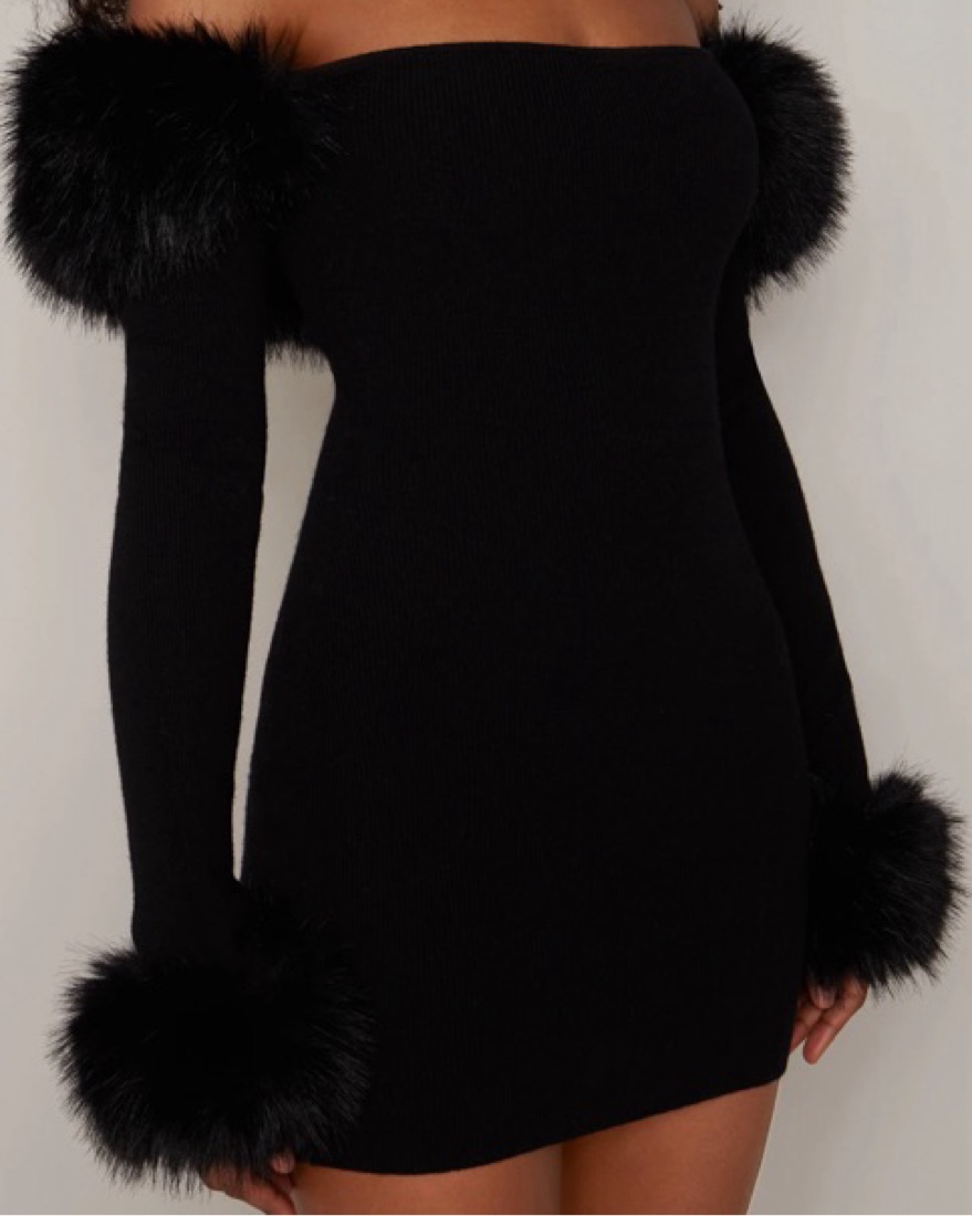 Danielle Guizio Faux Fur Blk Mini Dress by Danielle Guizio - Pickle