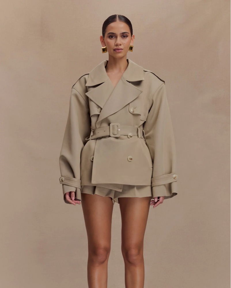 ジャケット・アウター 2way short trench coat Meshki Alden Short Trench Jacket by Meshki - Pickle